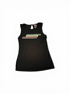 Harley-Davidson Black Tank with Striped Multicolor Chest Logo